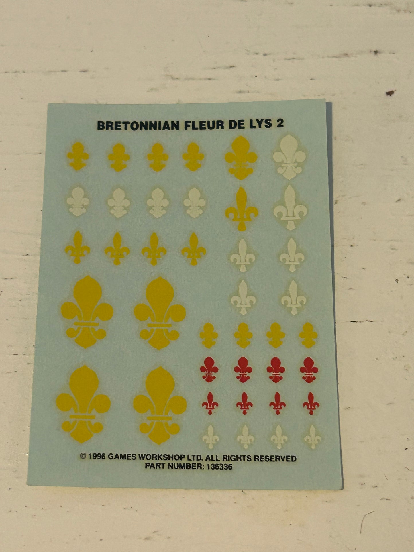 Warhammer fantasy bretonnian Fleur de Lys transfer sheet 2