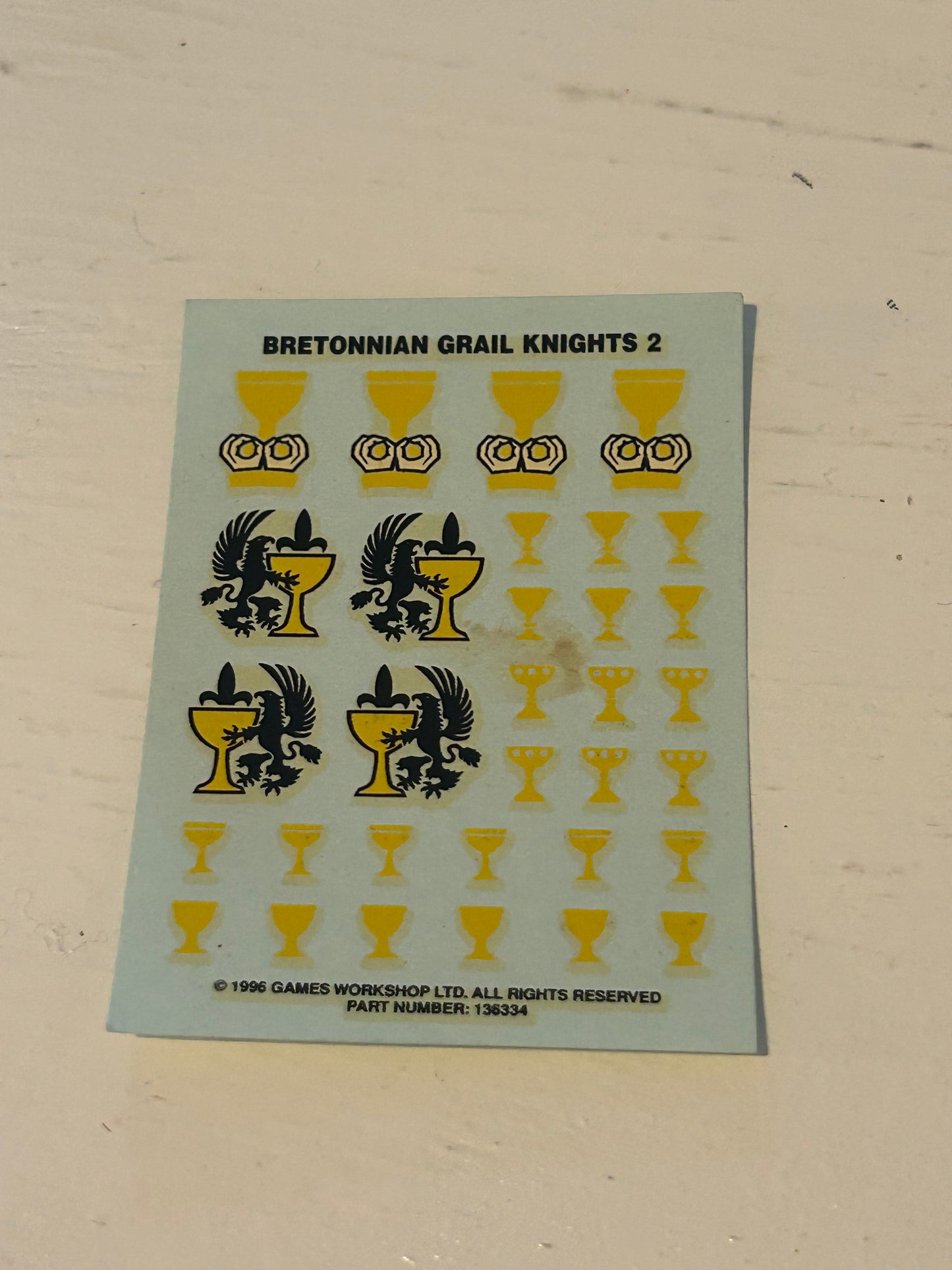 Warhammer fantasy bretonnian Grail Knights sheet 2