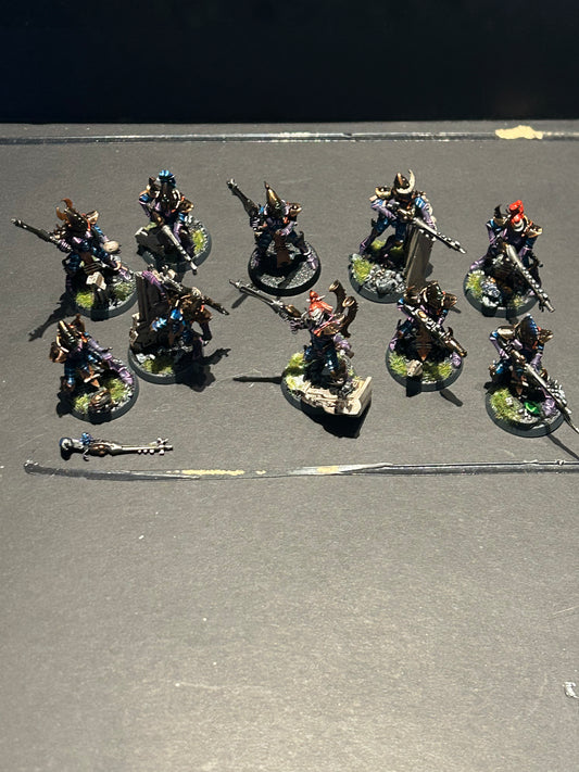 Warhammer 40k dark eldar kabalite squad plastic 10 miniatures and painted well with some scenic bases