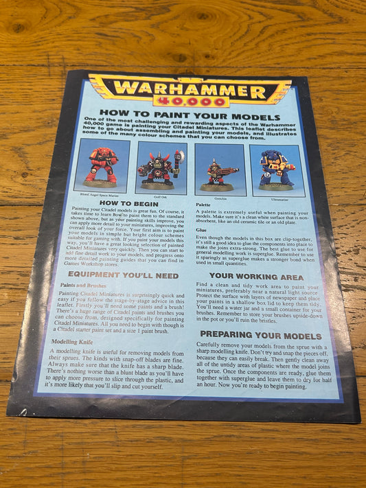 Warhammer 40K How To Paint Your Models Reference Sheet - Warhammer 40K GW