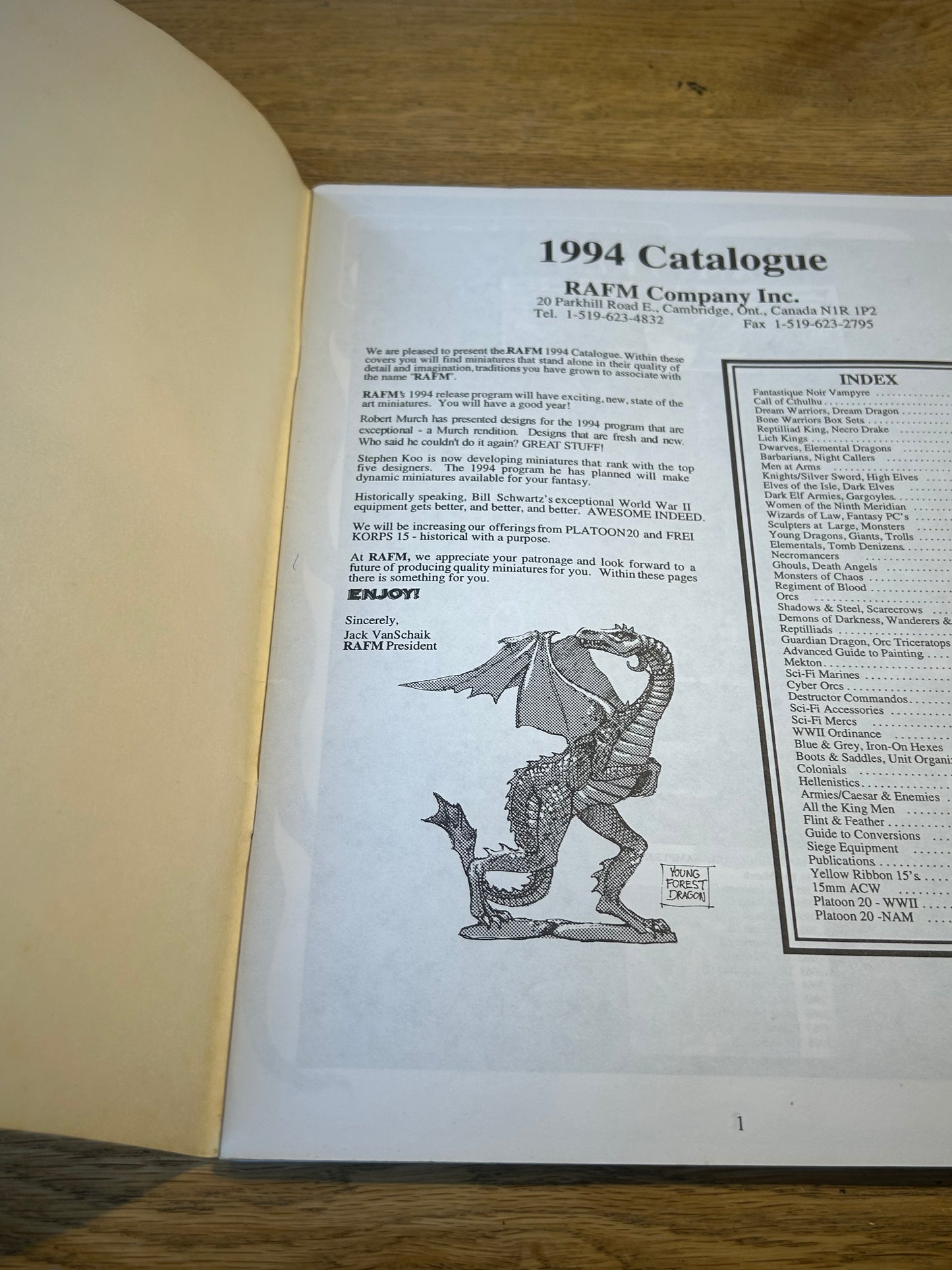 RAFM 1994 CATALOGUE, has wear, missing tiny bit of back cover and some pen marks inside