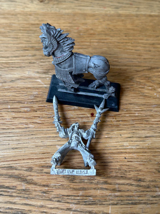 Warhammer Fantasy High Elf Mage Wizard Mounted Metal Classic 1990s OOP (mount has no tail and has been stripped)