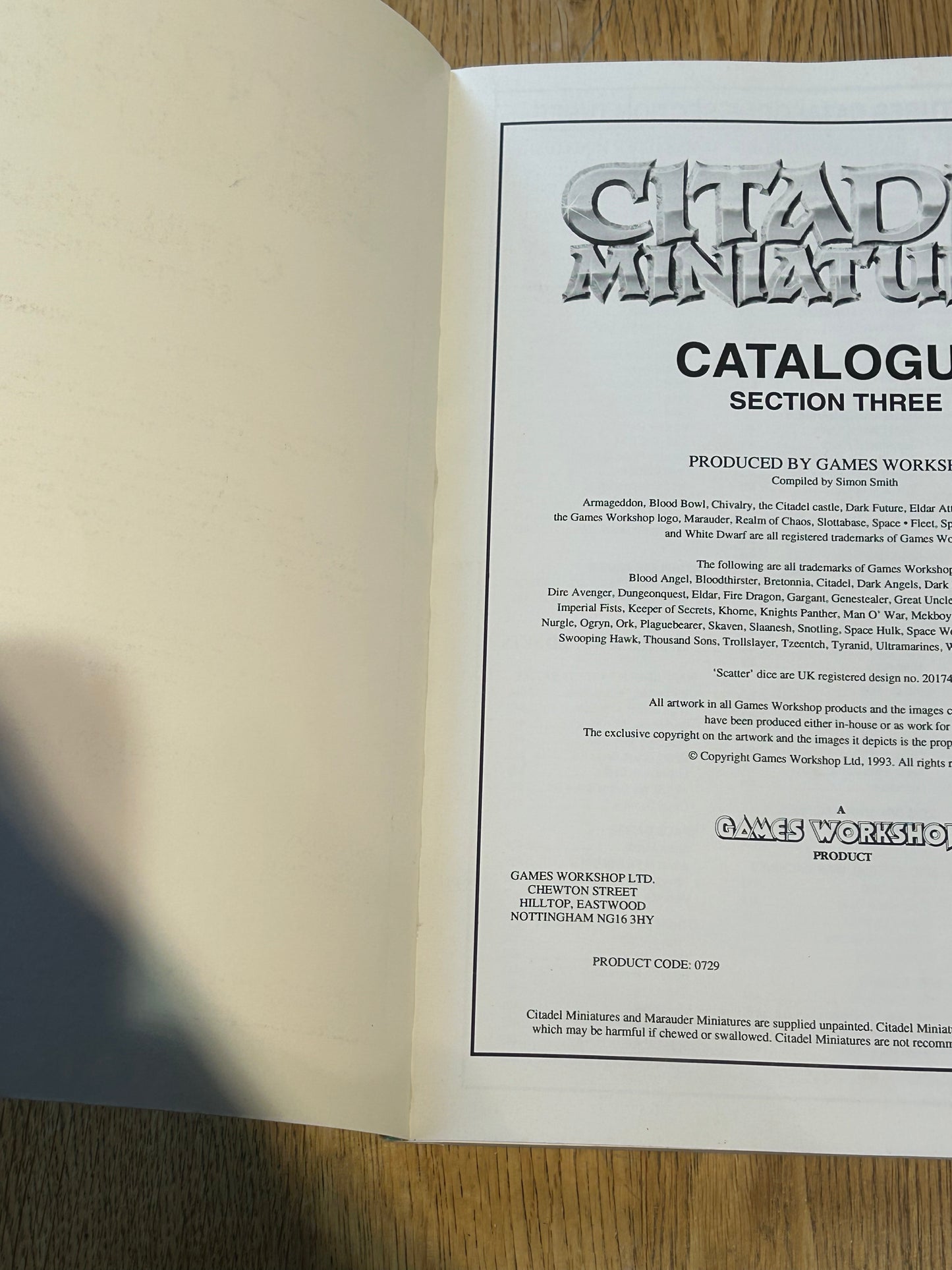 Citadel miniatures green catalogue section three