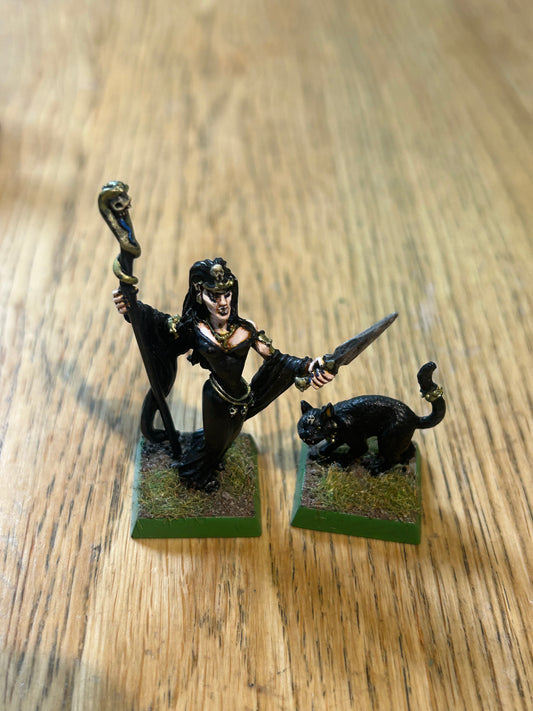 Warhammer Fantasy Old World Queen Neferata and cat Vampire Counts undead