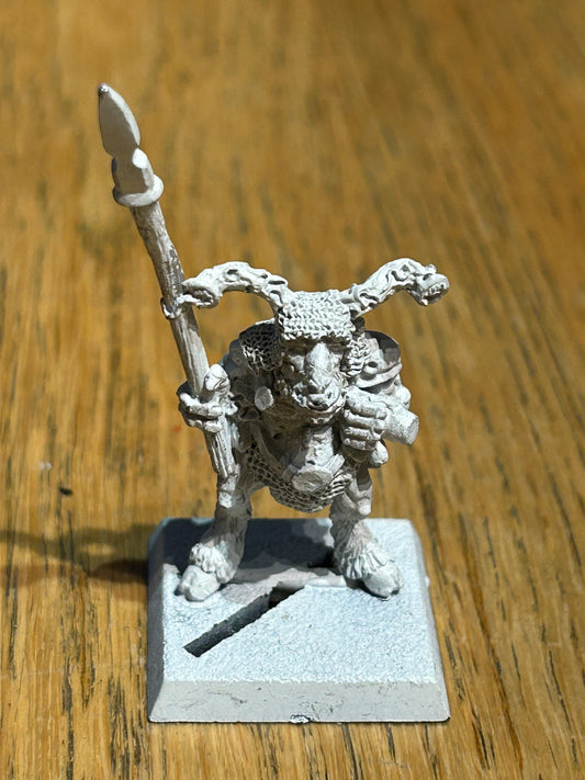 Realm Of Chaos Beastman with spear Bob Olley  Metal Citadel 80s Beastmen warhammer fantasy