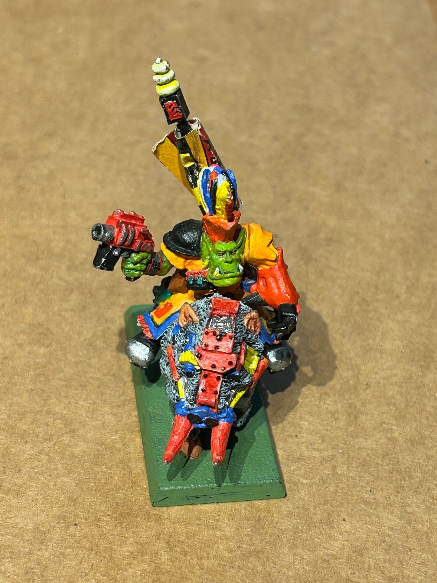 Warhammer 40K - Space Ork SNAKEBITE BOARBOY nob on cyboar - METAL 2nd Edition Orks Boy
