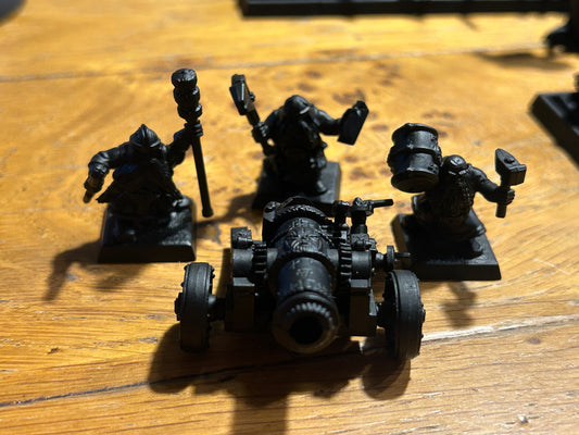 Warhammer fantasy dwarf cannon and crew plastic