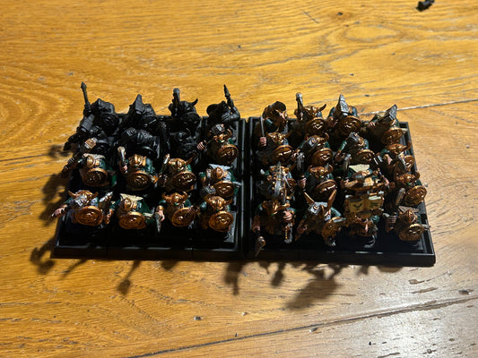 Warhammer fantasy old world plastic dwarf clansmen with hand weapon and shield including command x32