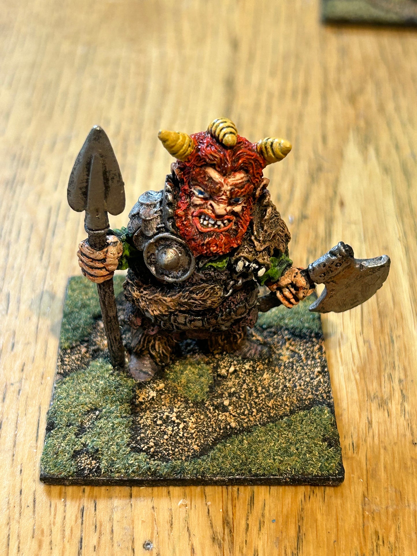 Q83 Giant: in Fur Cloak, Mail and some Plate armour, with Axe & Spear Essex miniatures Bob Olley