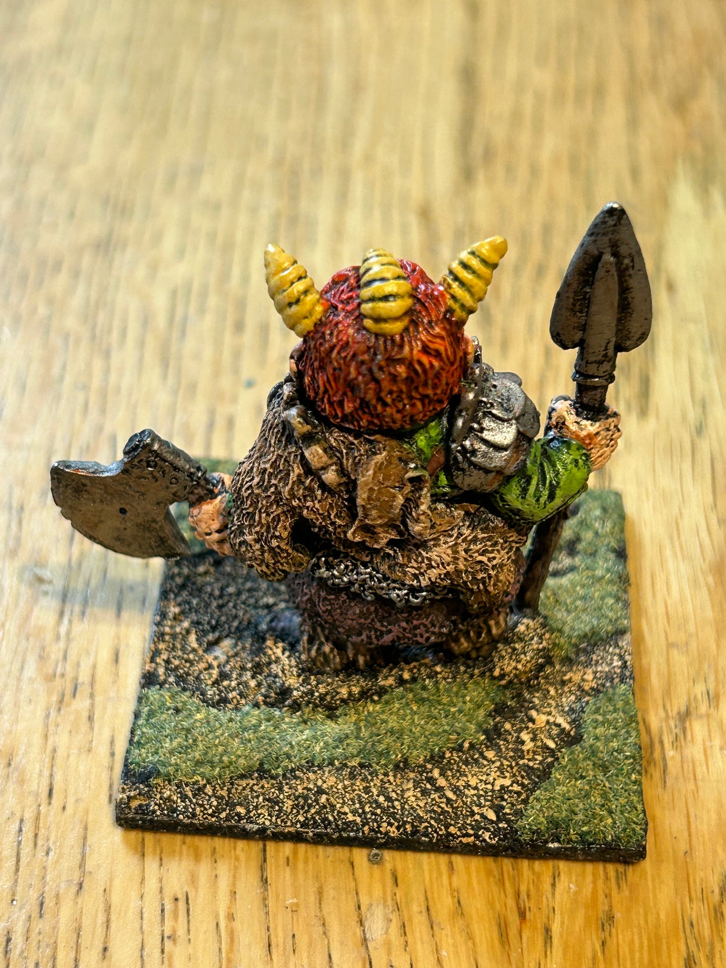 Q83 Giant: in Fur Cloak, Mail and some Plate armour, with Axe & Spear Essex miniatures Bob Olley