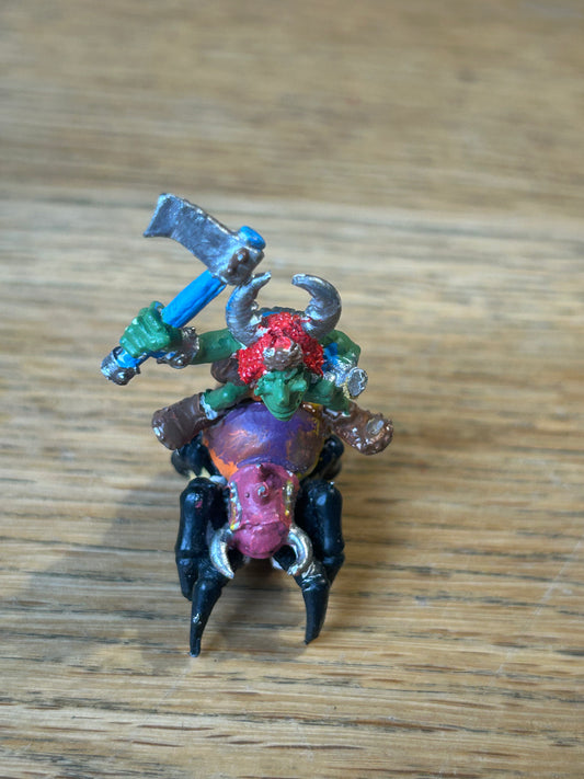Warhammer fantasy metal goblin spider rider leader forest goblin with axe on spider