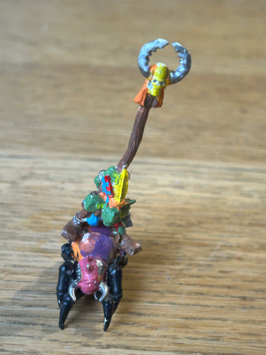 Warhammer fantasy forest goblin spider rider standard bearer and spider (has the remnant of a plastic arm stuck to his side)