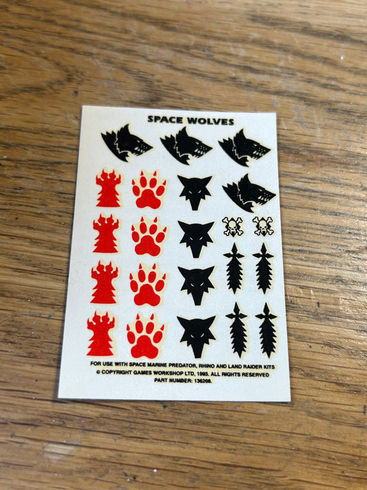 40k Space wolves Classic Transfer Sheet
