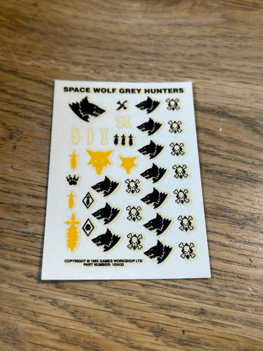 40k Space wolves grey hunters Classic Transfer Sheet