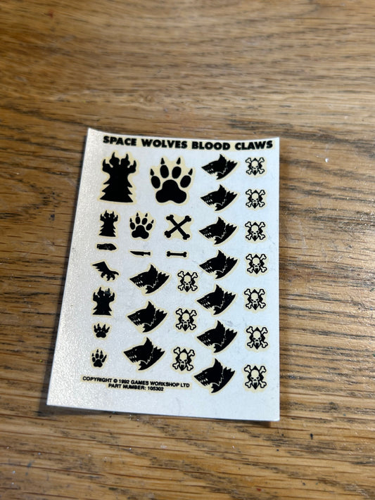 40k Space wolves blood claws Classic Transfer Sheet (3 available)
