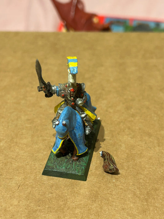 Warhammer Fantasy Old World High Elf silver helm champion on horse