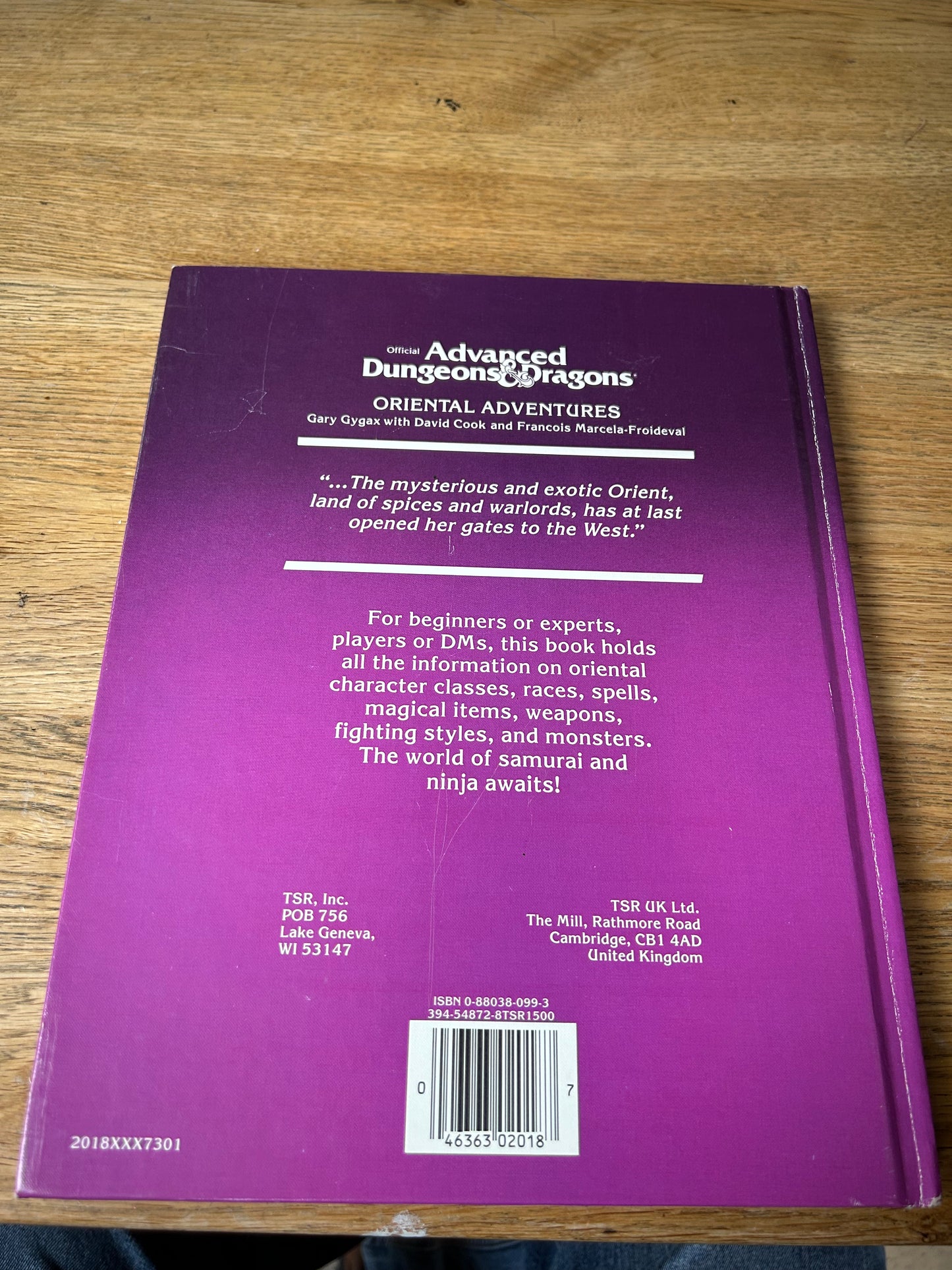 ADVANCED DUNGEONS & DRAGONS ORIENTAL ADVENTURES 1985 RPG AD&D HARDBACK BOOK 2018