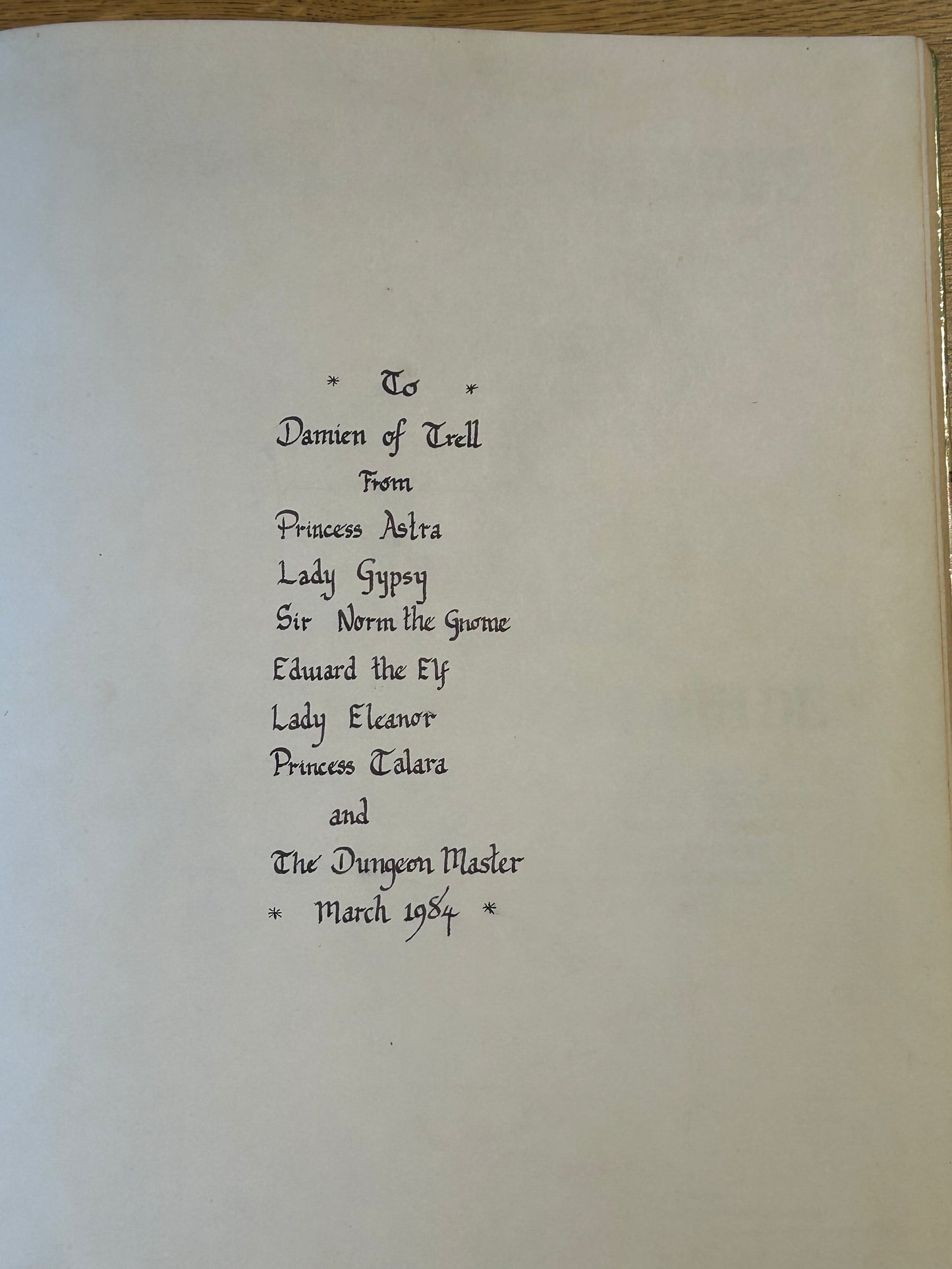 Advanced Dungeons & Dragons Dungeon Masters Guide  - 1979 TSR (has been coated in a layer of plastic wrap to protect the book and has the previous owner’s name in it as well as a very lovely dedication from his fellow players)