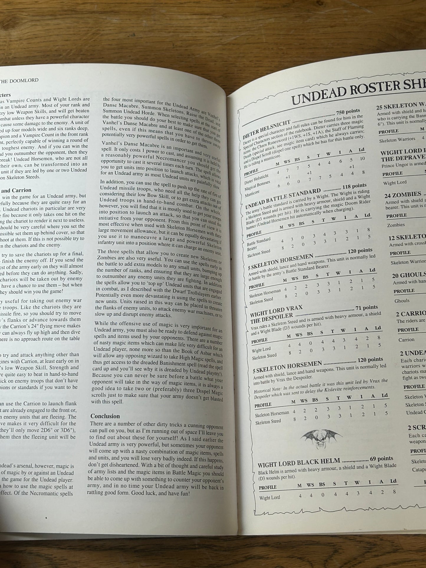 Warhammer Fantasy Armies Undead Army Book 1994 Army Games Workshop