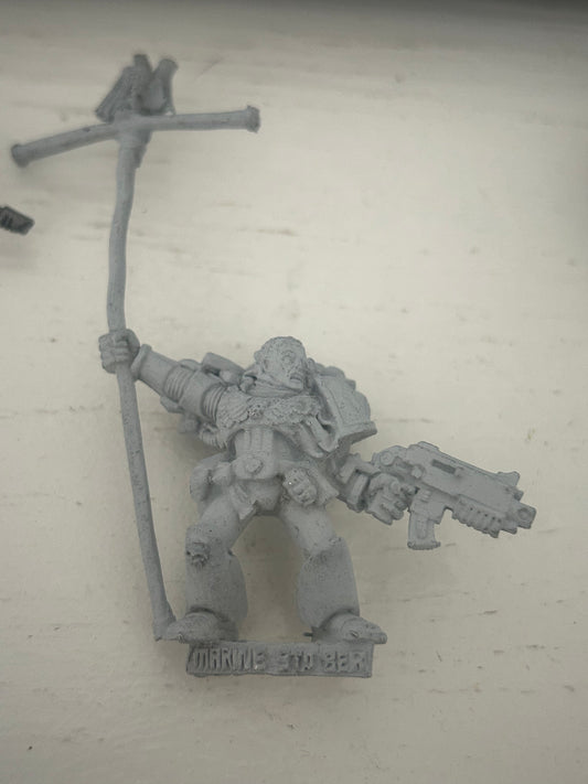 SPACE MARINE COMMAND STANDARD BEARER Metal Marines Army Warhammer 40K 1990s