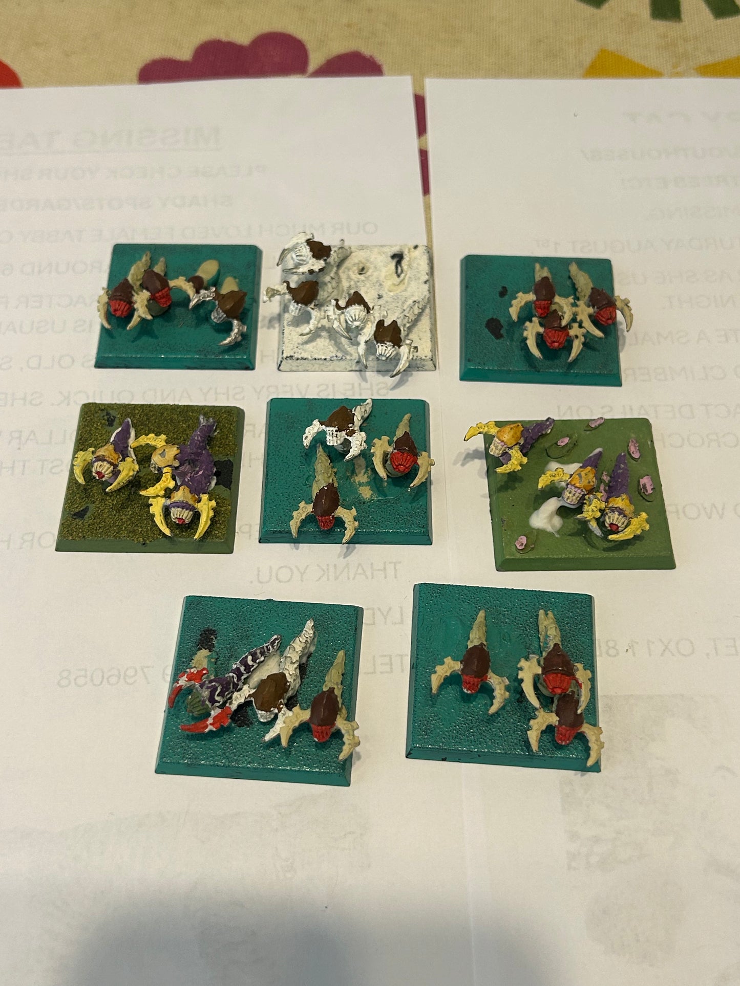 Warhammer 40k Tyranid, 8 bases of ripper swarms (I think there’s 22/23 rippers)