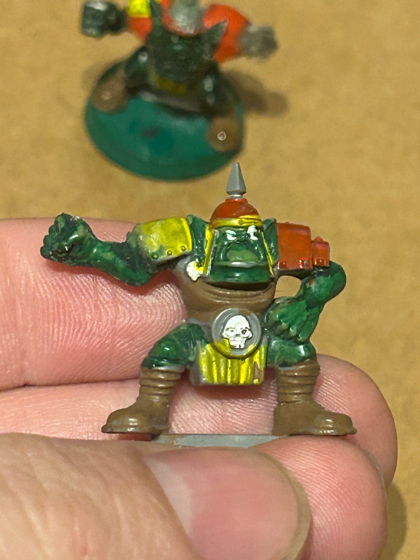 Bloodbowl orc linemen x 3 (2 metal and one plastic) both metal are missing a hand