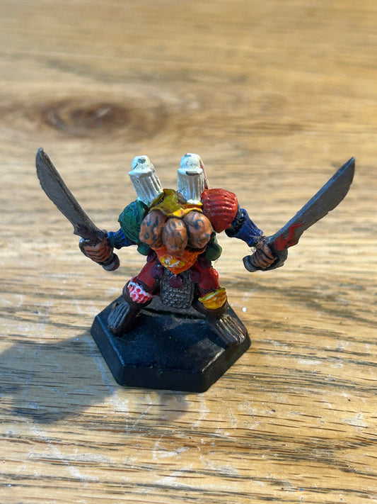 Vintage Warhammer Chaos Tzeentch Champion 'Three Heads' Realm of Chaos Metal