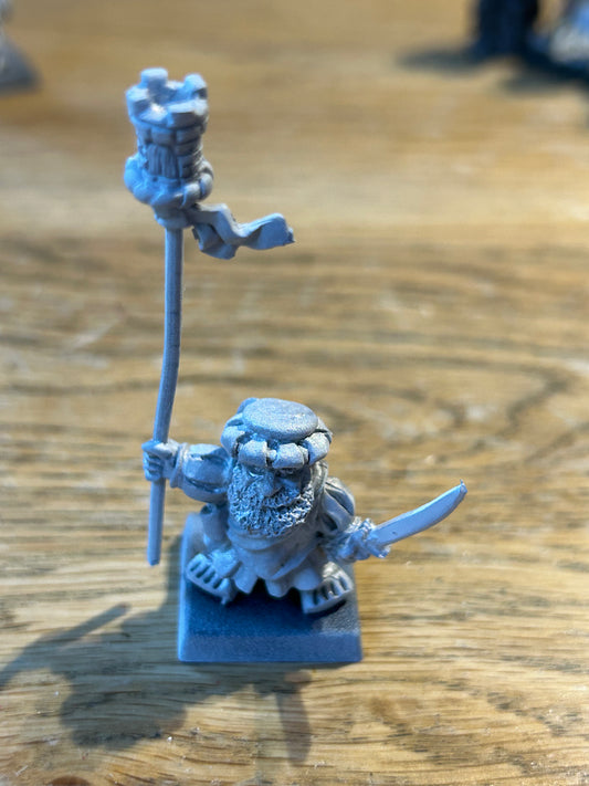 Assault group landsknecht style dwarf militia command standard bearer