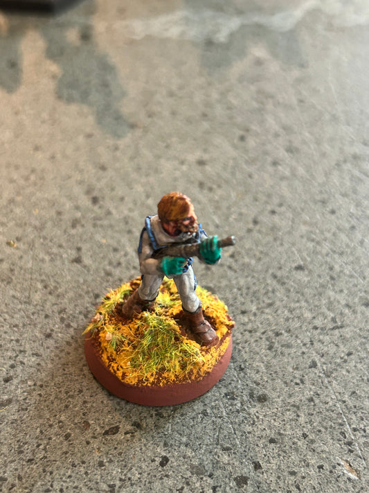 Sci-fi male with gun ,  metal (I don’t know the company but probably ral partha)