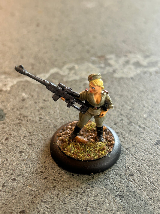 Secrets of the third reich Soviet PTDR Anti-Mech Rifle female sniper (would make a great imperial guardsman)