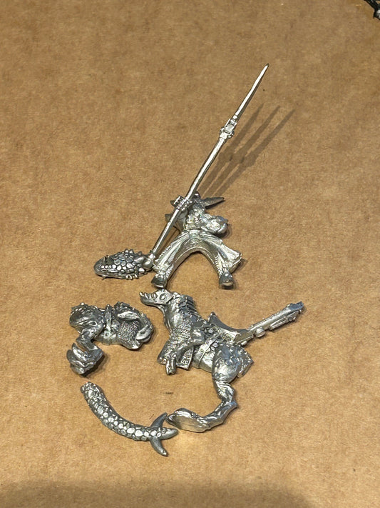 Warhammer fantasy dark elves metal cold one spearman (or maybe a hero)
