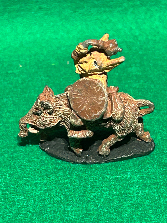 FTG9 v2 Gnoll w. Mace and Shield fantasy tribes citadel on giant boar (weapon has been bent)