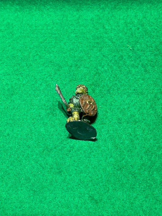 Warhammer fantasy citadel fiend factory goblin charging with sword and shield