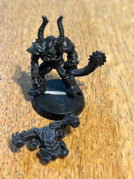 Vintage Warhammer 40k Chaos Renegade with power saw with backpack
