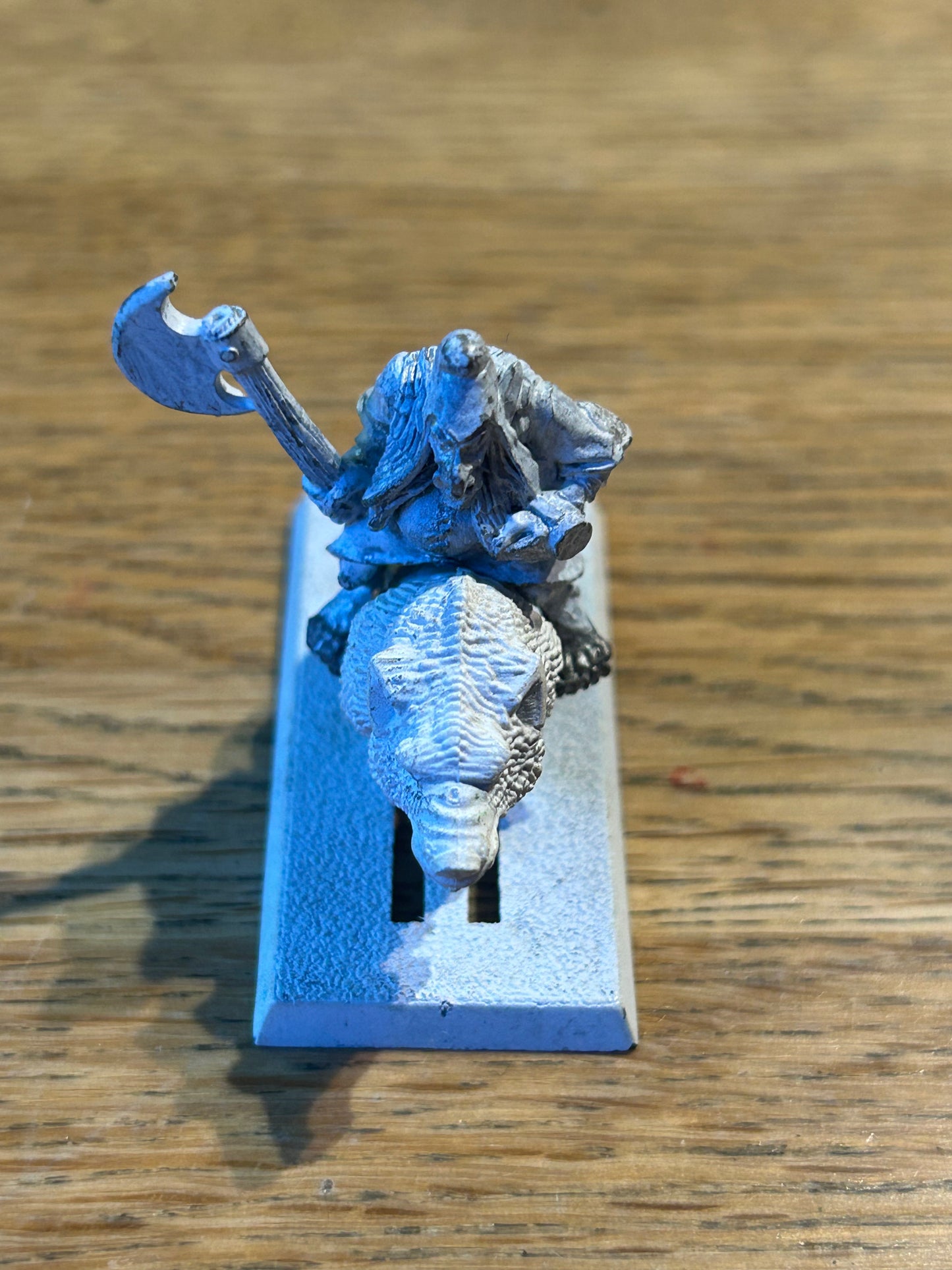 Warhammer Chaos Dwarf Dwarves hobgoblin wolf rider (wolf missing its tail)