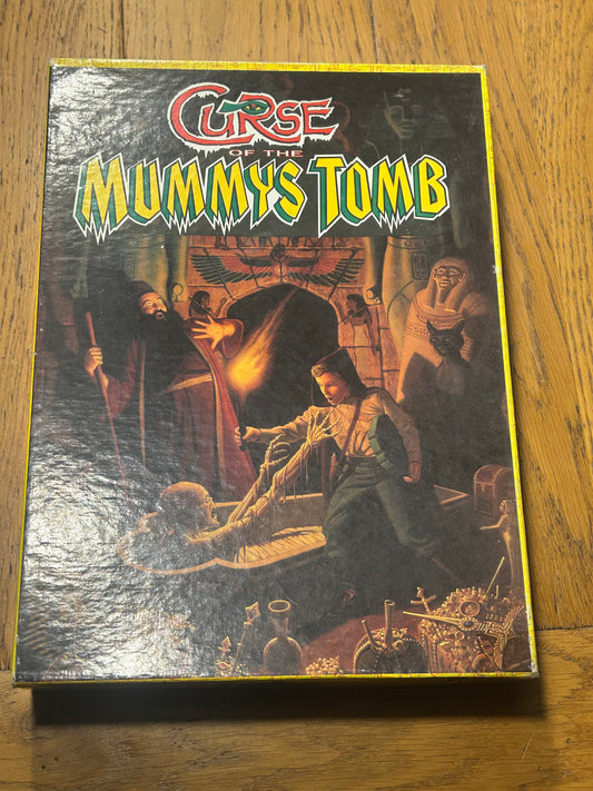 Curse of the Mummy's Tomb Gamesworkshop Vintage game (missing the detective player character and his player sheet and missing 1 of the 55 tana leaf cards)