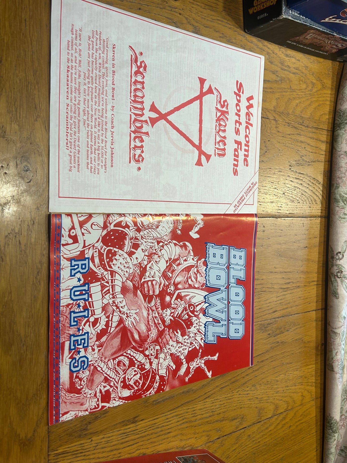 Blood Bowl 1st Edition Board Game (1986) (missing two dwarf players ) includes copy of rules for skaven