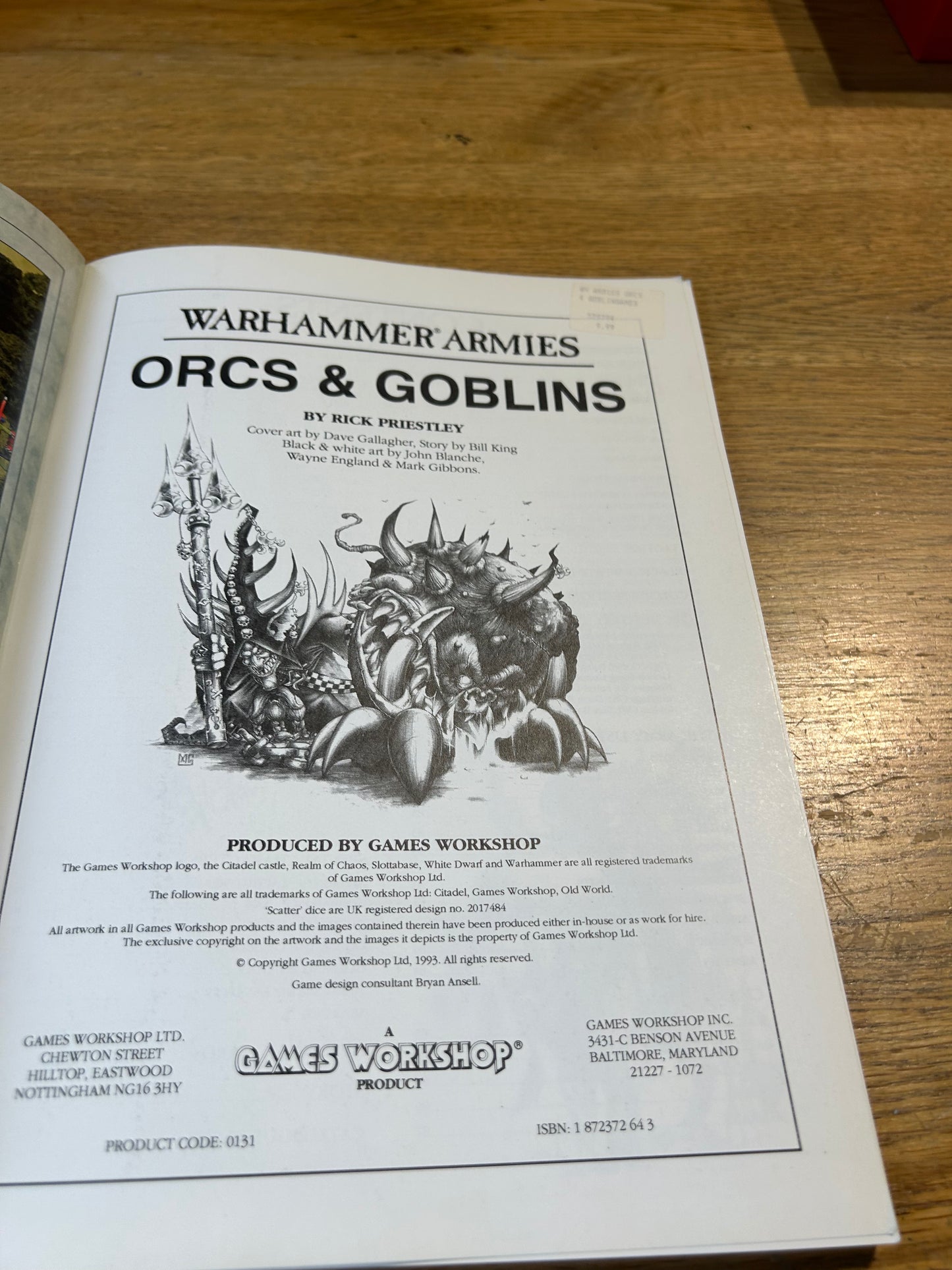 Orcs And Goblins Armies Book Warhammer Fantasy Battle 4th edition (mild wear)