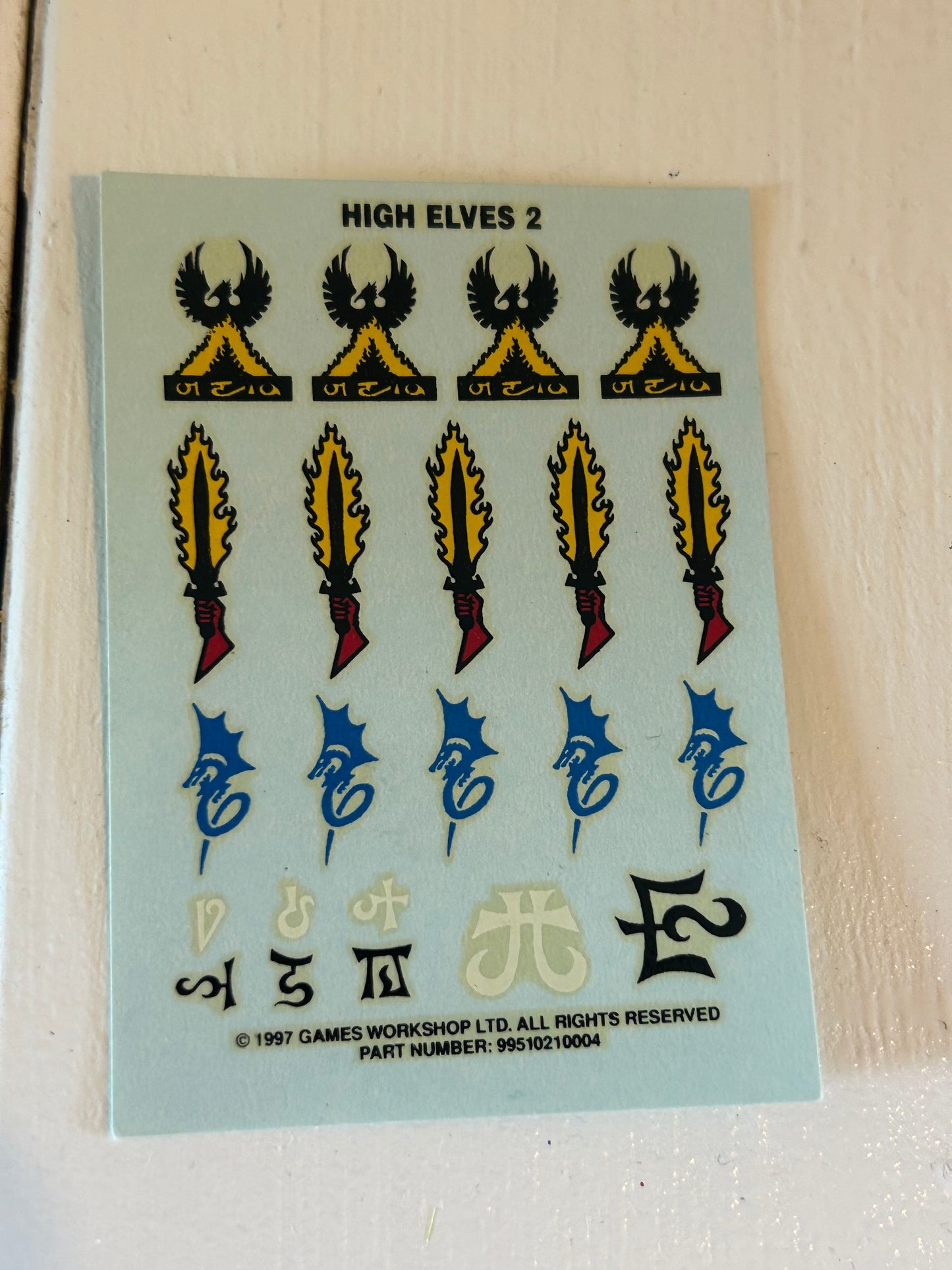 Warhammer high Elf Elves #2 Decal Transfers Sheet Games Workshop Shield Emblems (2 available)