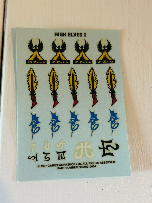 Warhammer high Elf Elves #2 Decal Transfers Sheet Games Workshop Shield Emblems (2 available)
