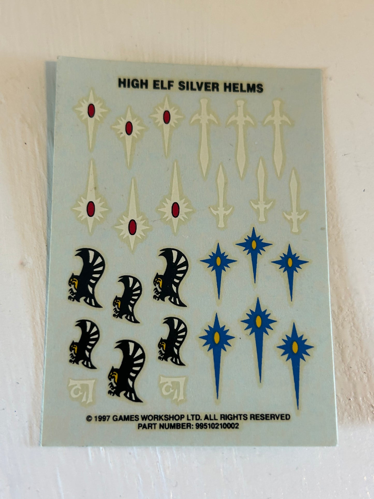 Warhammer high Elf silver helms Decal Transfers Sheet Games Workshop Shield Emblems (2 available)