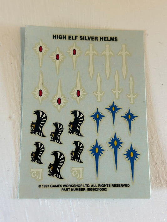 Warhammer high Elf silver helms Decal Transfers Sheet Games Workshop Shield Emblems (2 available)