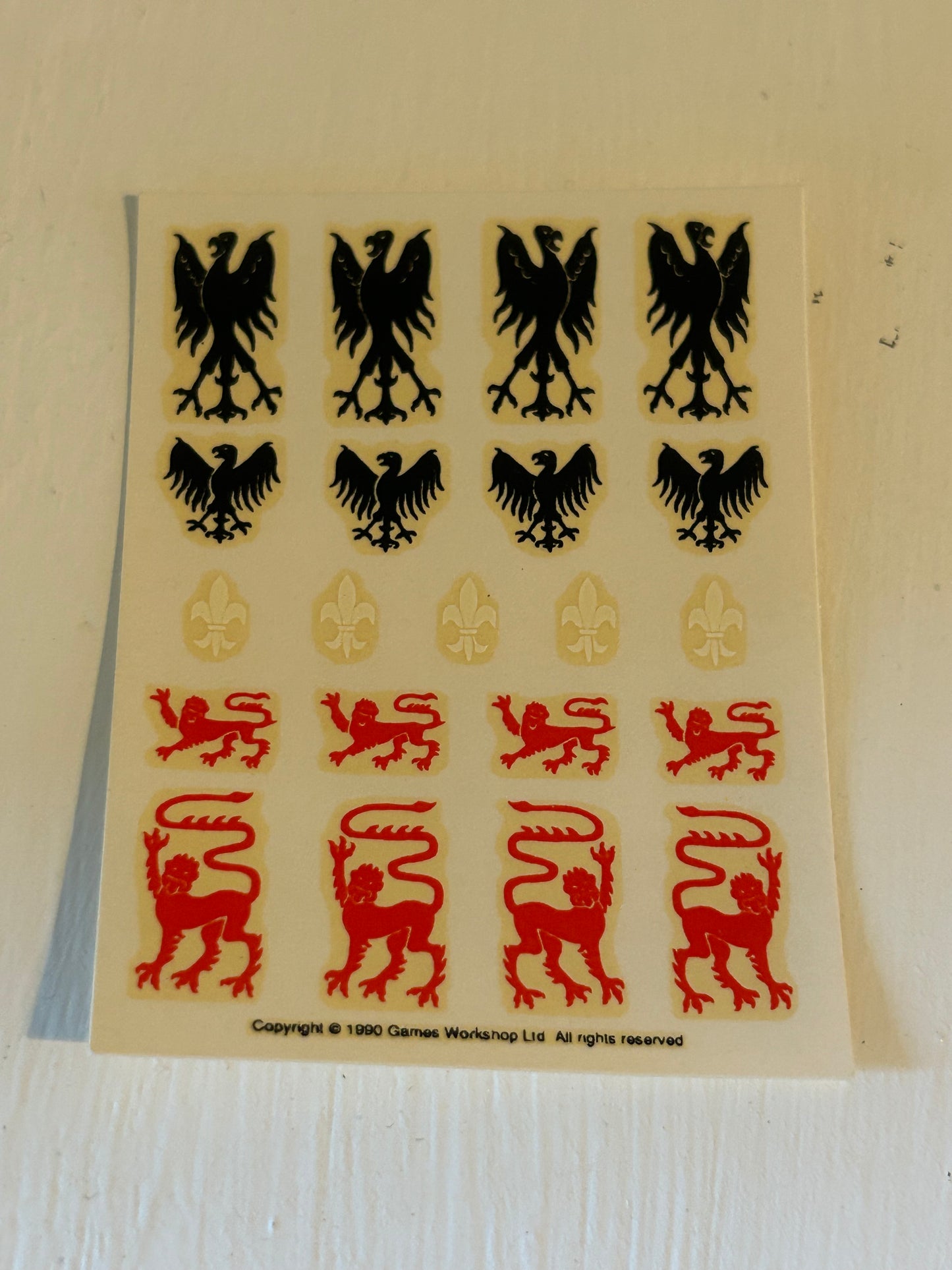 Warhammer fantasy bretonnian 1990 transfer decal sheet (2 available)