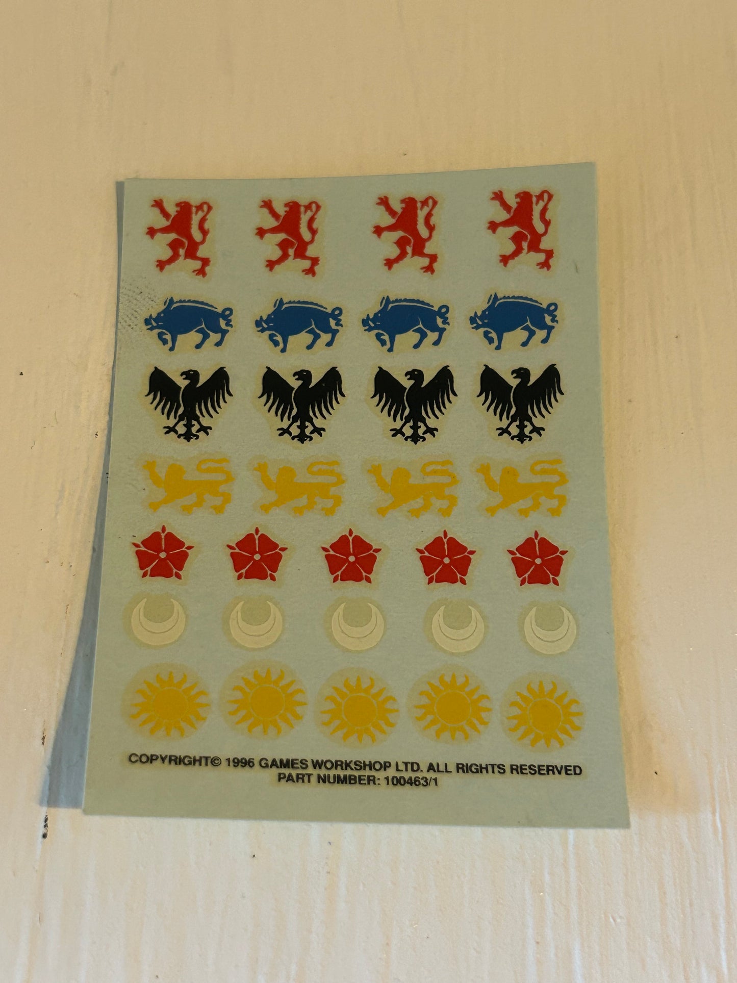 Warhammer fantasy bretonnian 1996 transfer decal sheet