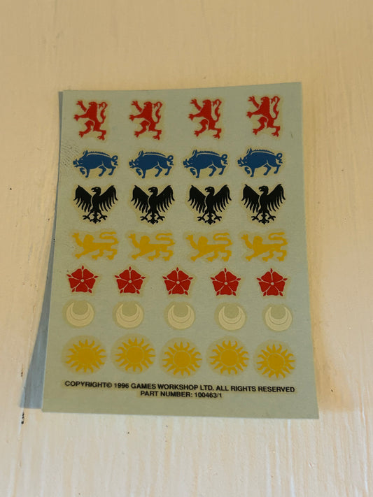 Warhammer fantasy bretonnian 1996 transfer decal sheet