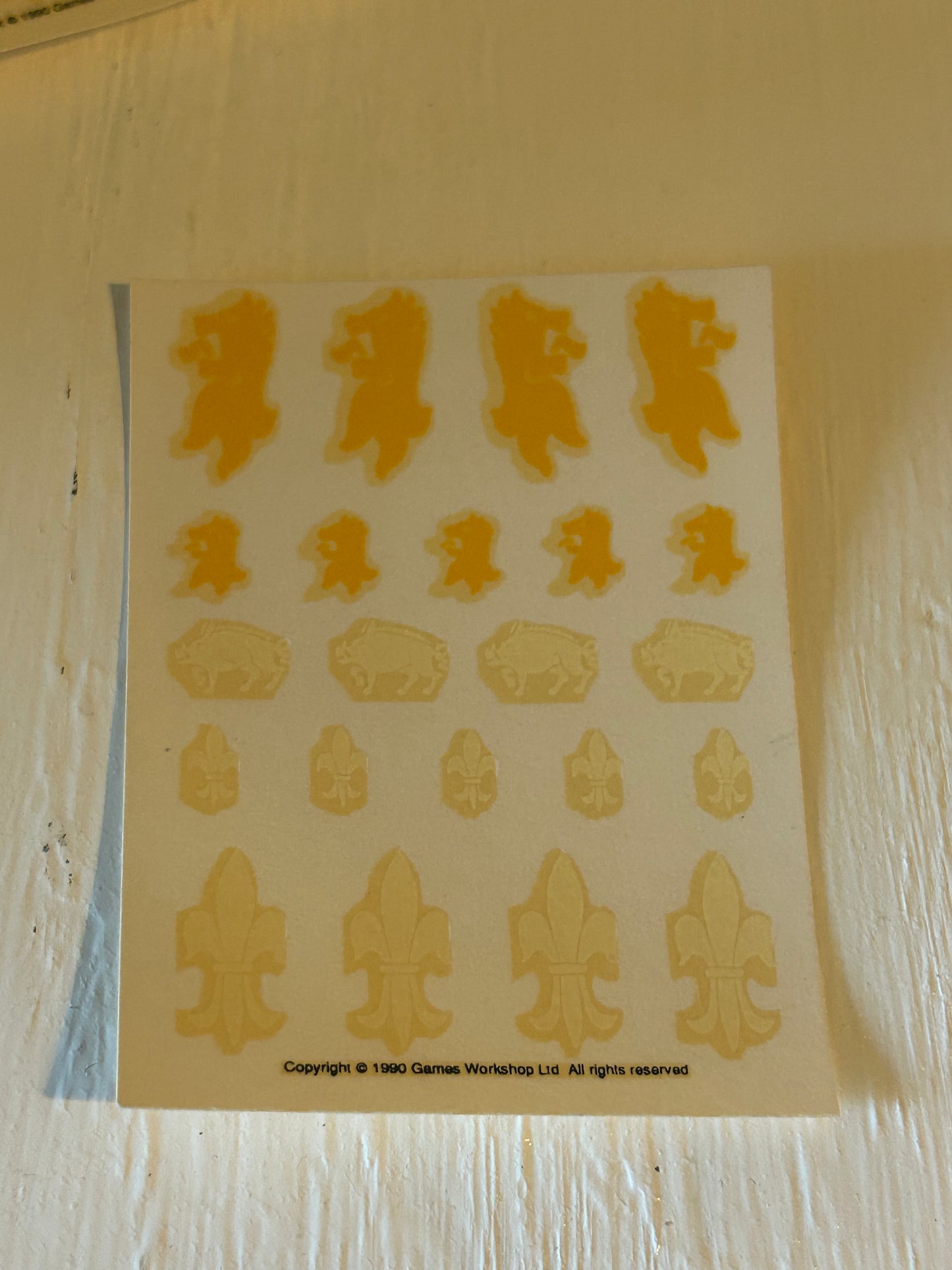 Warhammer fantasy bretonnian 1990 transfer decal sheet (4 available)