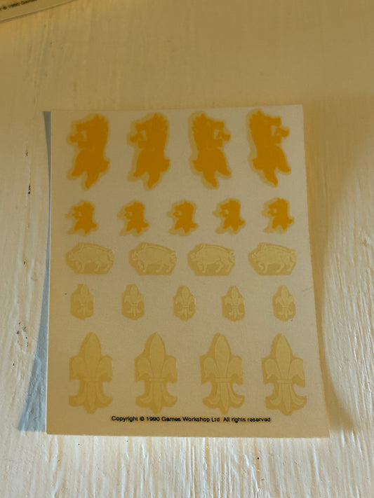 Warhammer fantasy bretonnian 1990 transfer decal sheet (4 available)