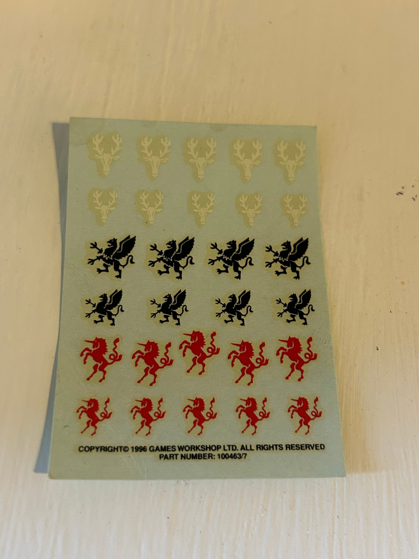 Warhammer fantasy bretonnian 1996 transfer decal sheet
