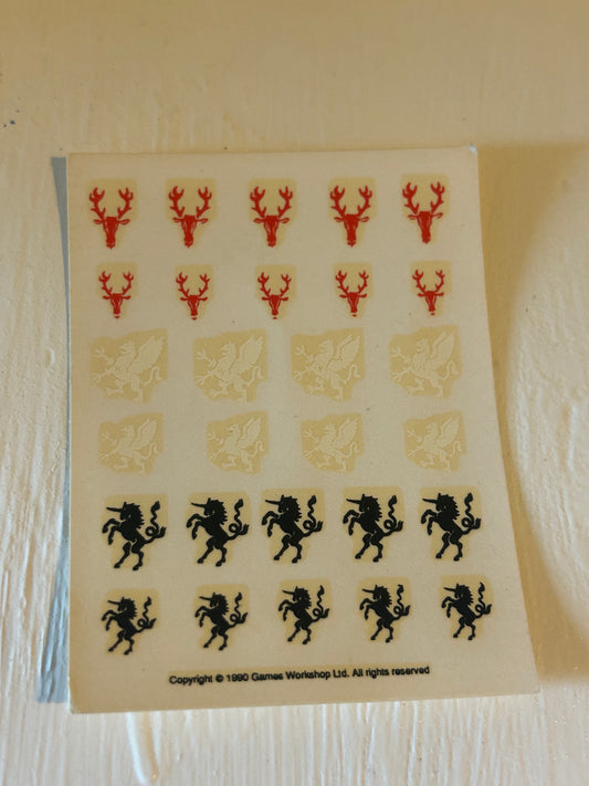 Warhammer fantasy bretonnian 1990 transfer decal sheet (2 available)