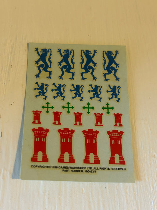Warhammer fantasy bretonnian 1996 transfer decal sheet